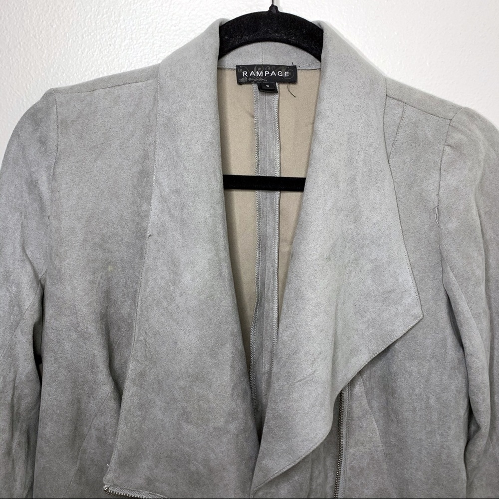 Rampage | Grey Asymmetrical Faux Suede Jacket - S - Picture 4 of 9